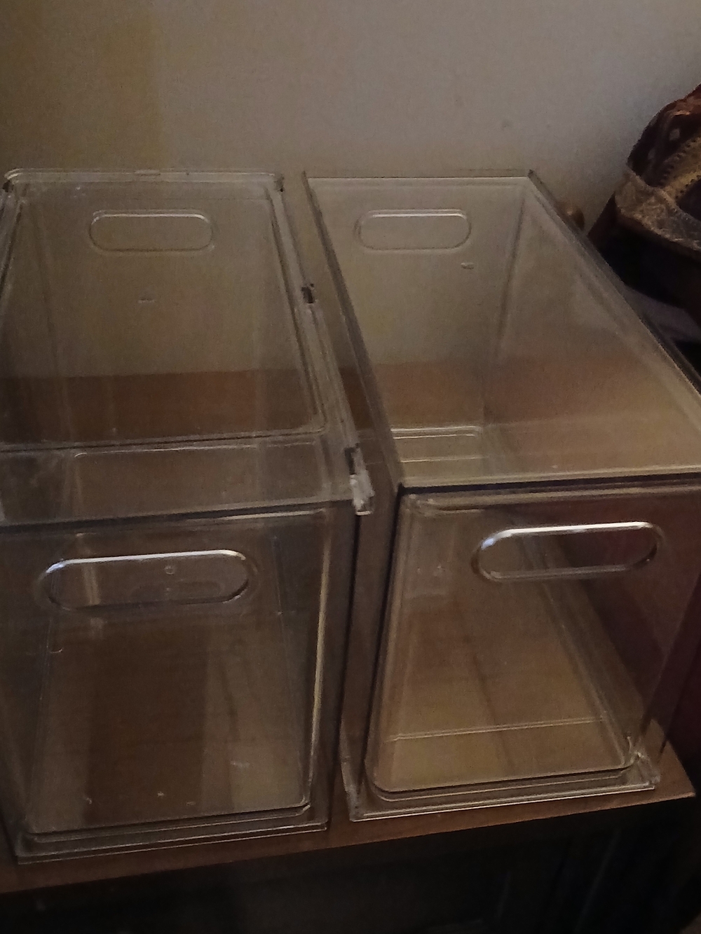Clear Stackable Plastic Storage Bins - Set of 2